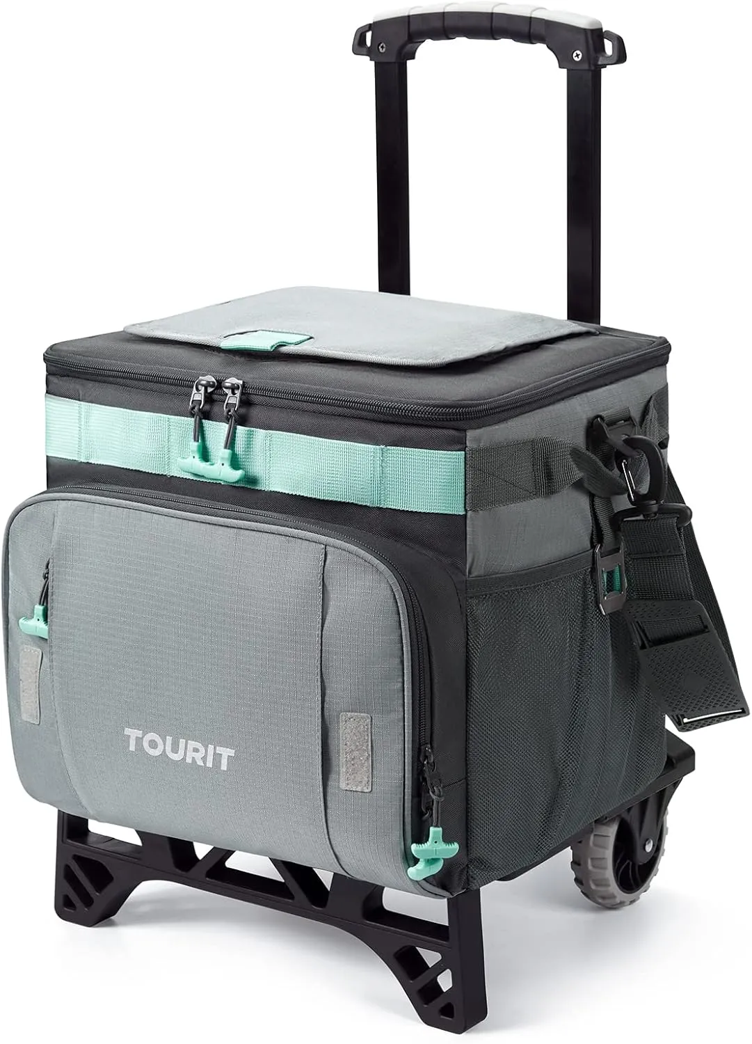 TOURIT 50-Can Collapsible Rolling Cooler Leakproof Insulated Soft Cooling Bag with Wheels and All-Terrain Cart for Beach, Camping, Patio Travel, Outdoor, Ball Fields