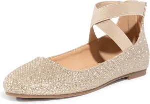 Trary Ballet Flats - Women's Mary Jane Shoes, Elastic Ankle Straps, Round Toe Dress Shoes for Business Casual Occasions