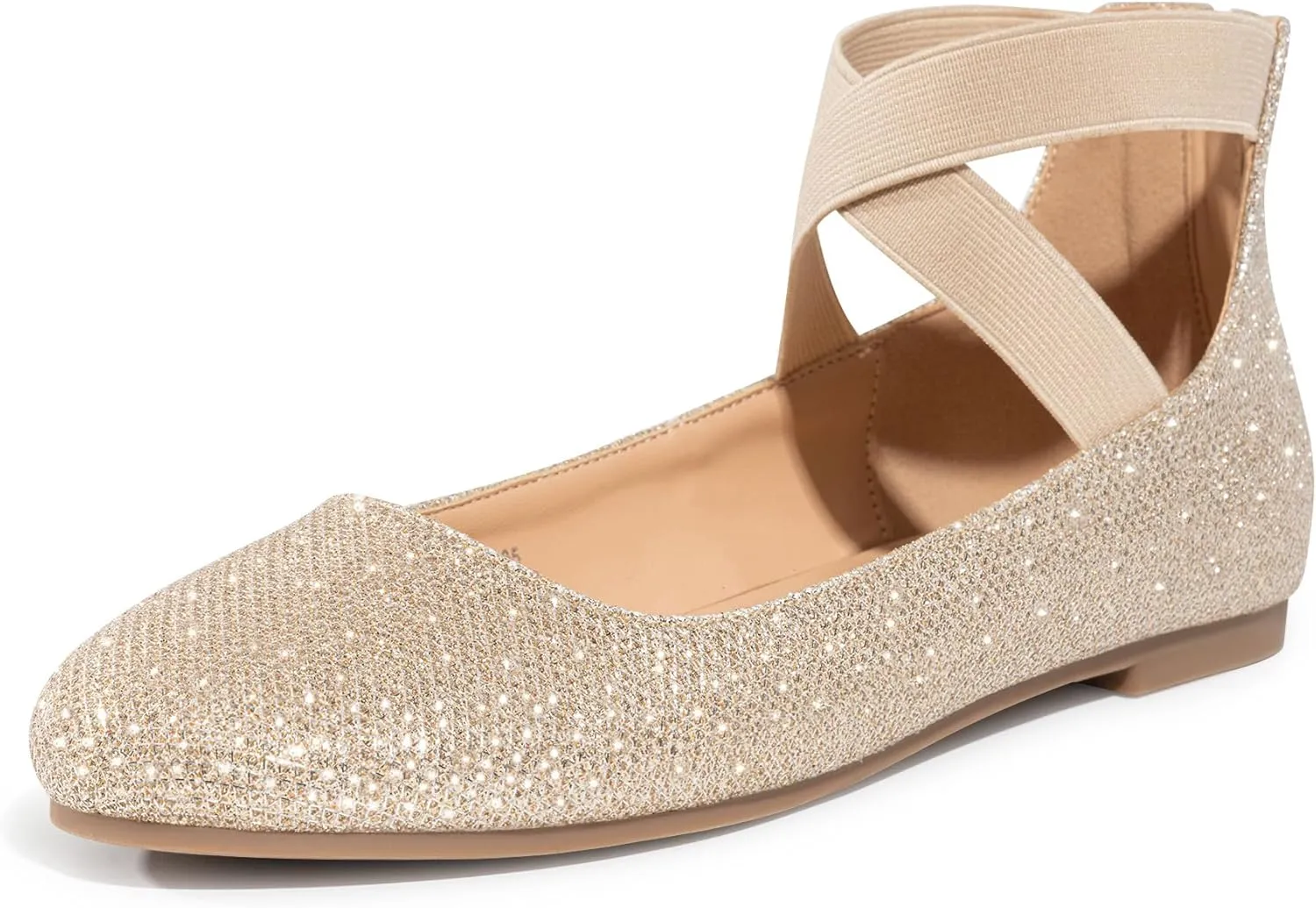 Trary Ballet Flats - Women's Mary Jane Shoes, Elastic Ankle Straps, Round Toe Dress Shoes for Business Casual Occasions