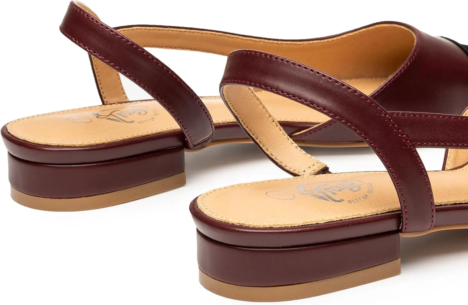 Trary Slingback Flats for Women, Black Dressy Comfortable Round Square Toe Shoes, Work Office Casual Ankle Strap Dress Flats