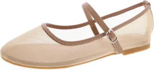 TruFox Women's Mesh Ballet Flats Buckle Strap Comfortable Ballerina Shoes Flats