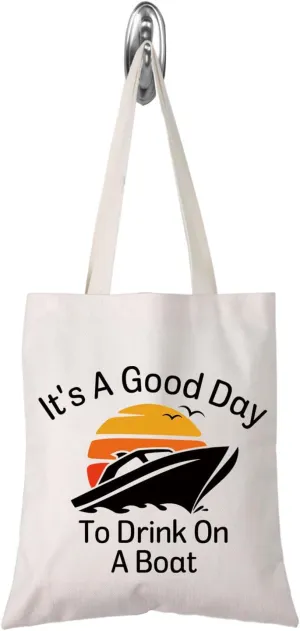 TSOTMO Boating Lover Gift Cruise Trip Gift It's A Good Day To Drink On A Boat Zipper Pouch Makeup Bag (Day Boat tote)