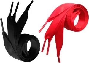 VALICLUD 2Pairs Satin Ribbon Flat Shoelaces for Sneakers Stylish Replacement Laces Decorative Wide Shoelaces for Women and Men