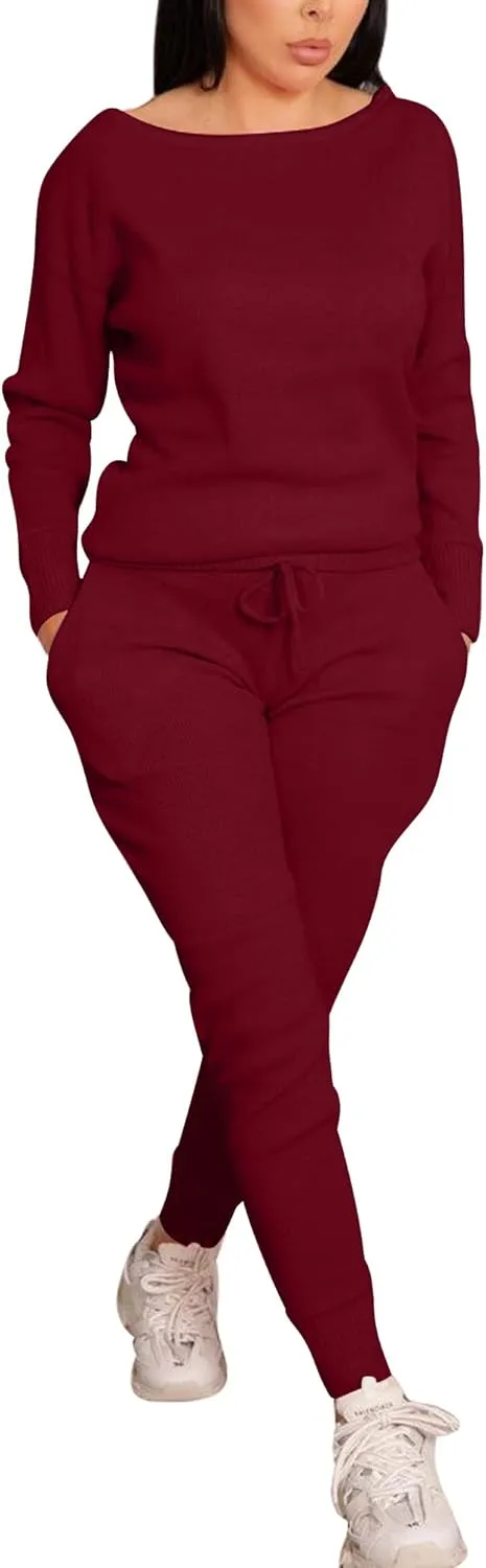 VASAUGE Women's Workout 2 Piece Tracksuit Outfits Long Sleeve Tops Track Sweat Suits Jogger Pants Sets Sweatsuit
