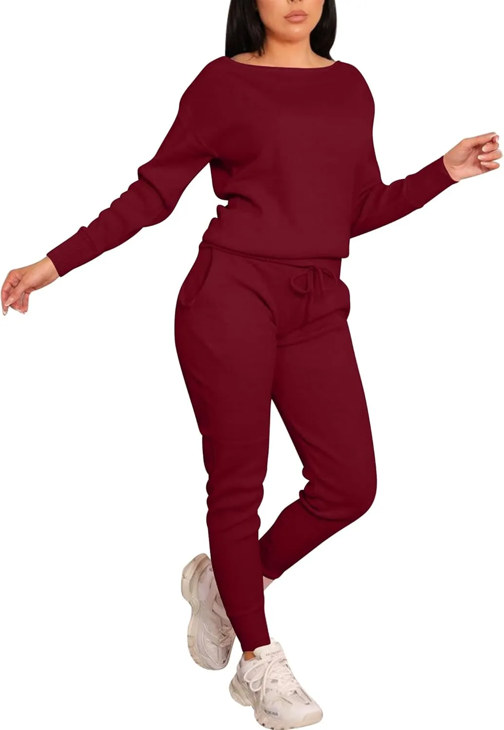 VASAUGE Women's Workout 2 Piece Tracksuit Outfits Long Sleeve Tops Track Sweat Suits Jogger Pants Sets Sweatsuit