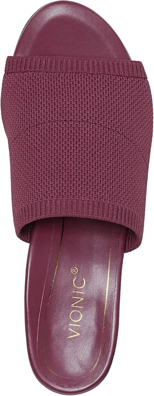 Vionic Women's Papaya Fleur Heeled Knitted Sandal - Supportive Ladies Sandals That Include Three-Zone Comfort with Orthotic Insole Arch Support, Medium Fit Sandals for Women