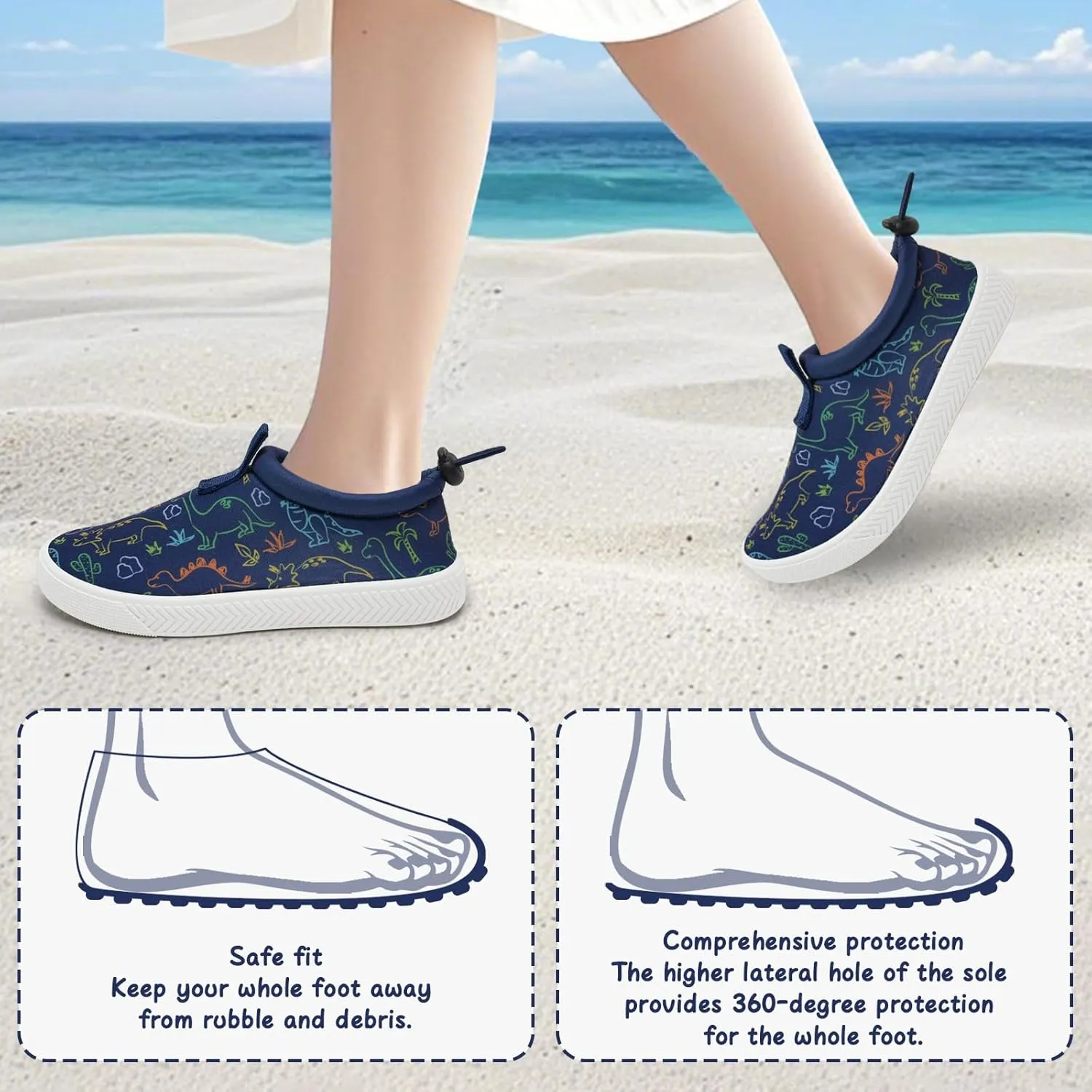 WateLves Toddler Water Shoes Kids Boys and Girls Quick Dry Water Sneakers Slip On Aqua Swim Shoes for Beach Daily Walking