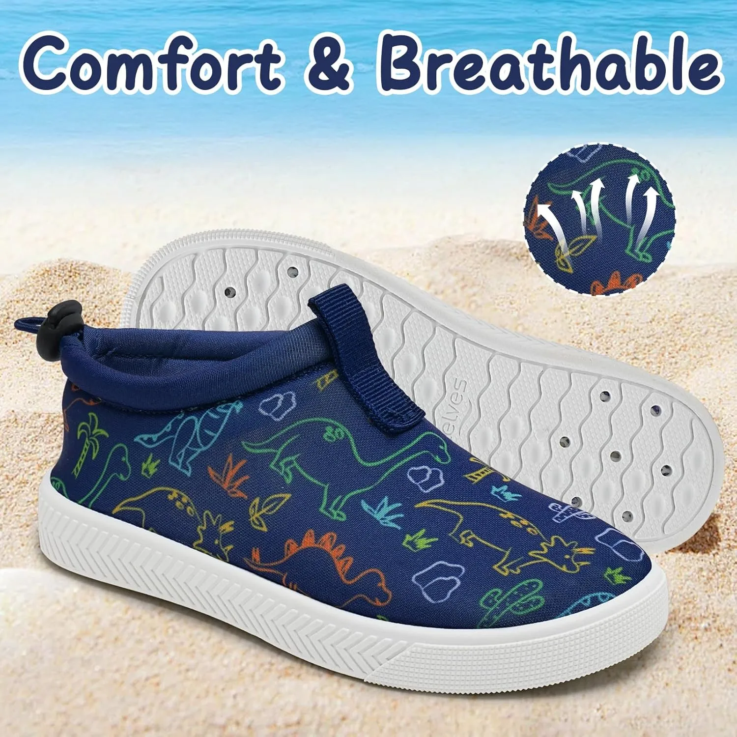 WateLves Toddler Water Shoes Kids Boys and Girls Quick Dry Water Sneakers Slip On Aqua Swim Shoes for Beach Daily Walking