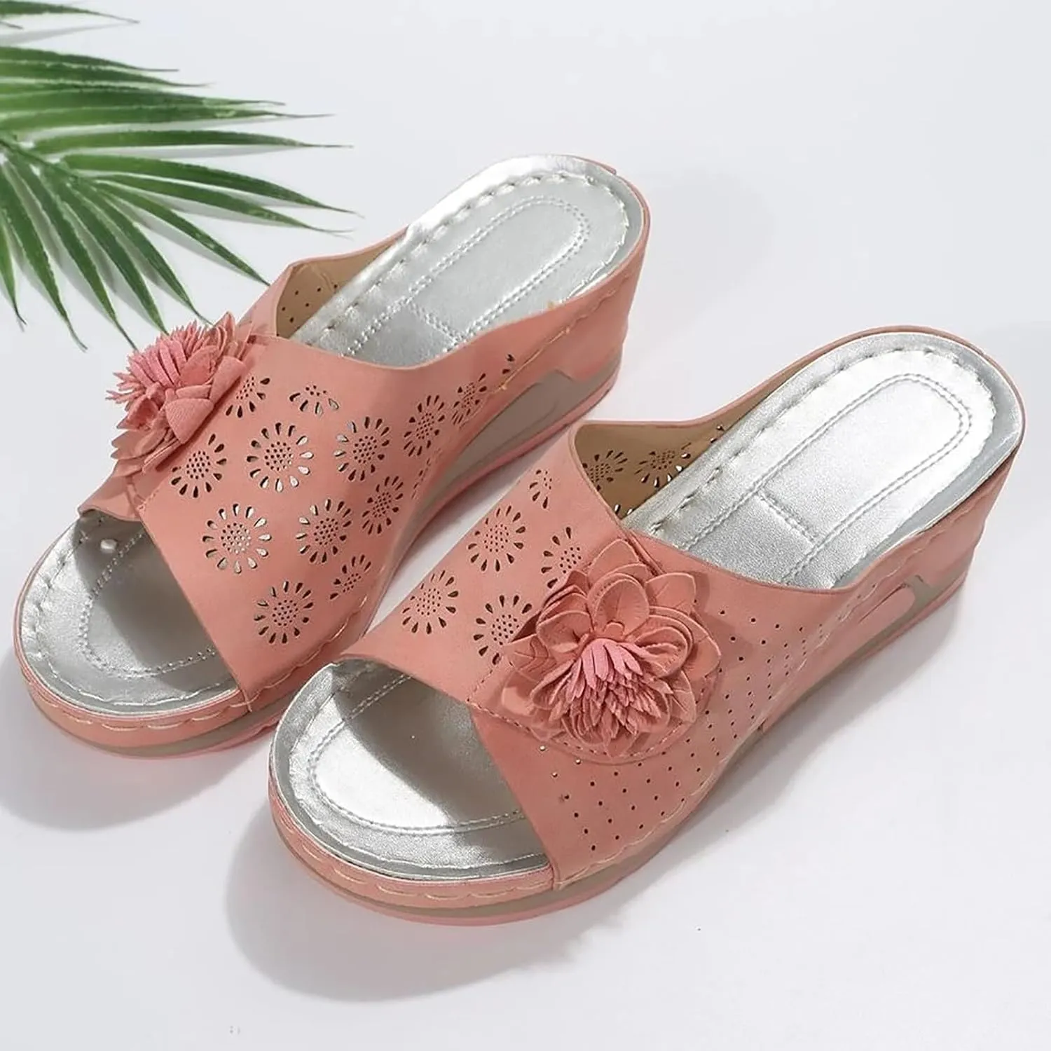 Wedge Sandals for Women Dressy Orthopedic Arch Support Sandals Hollow Out Slip On Platform Slippers Bohemia Comfortable Summer Sandalias Open Toe Beach Sandal Casual Walking Shoes