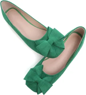 WENJIAZHIZHI Women's Square Toe Bowknot Ballet Flats Comfortable Slip-On Casual Loafers Walking Flat Dress Shoes