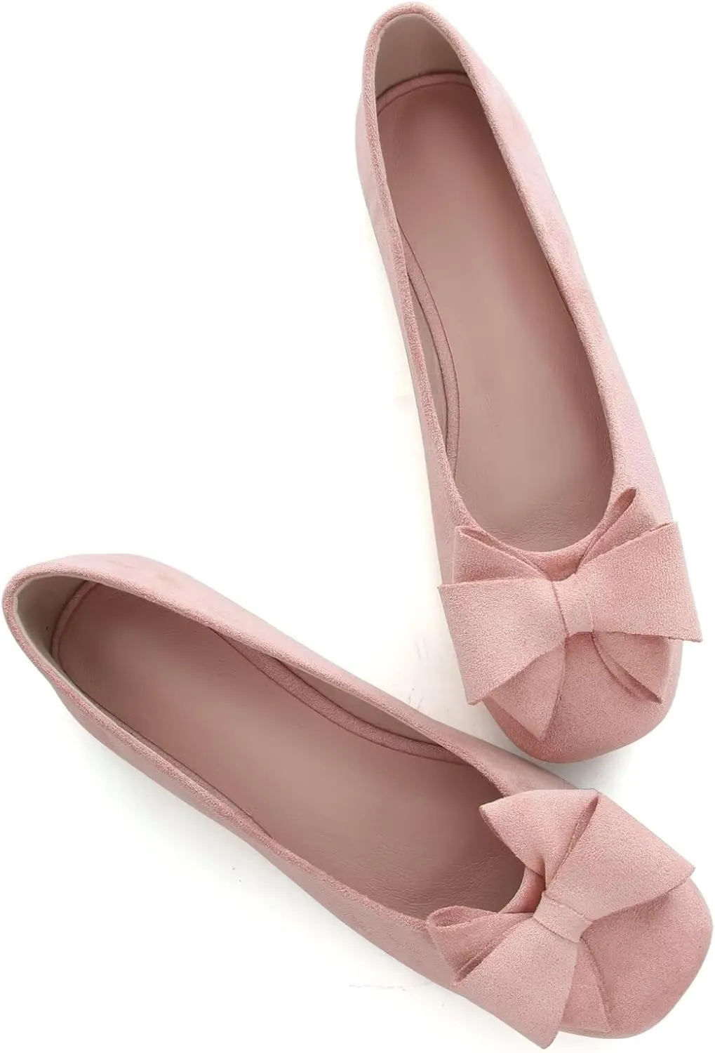 WENJIAZHIZHI Women's Square Toe Bowknot Ballet Flats Comfortable Slip-On Casual Loafers Walking Flat Dress Shoes
