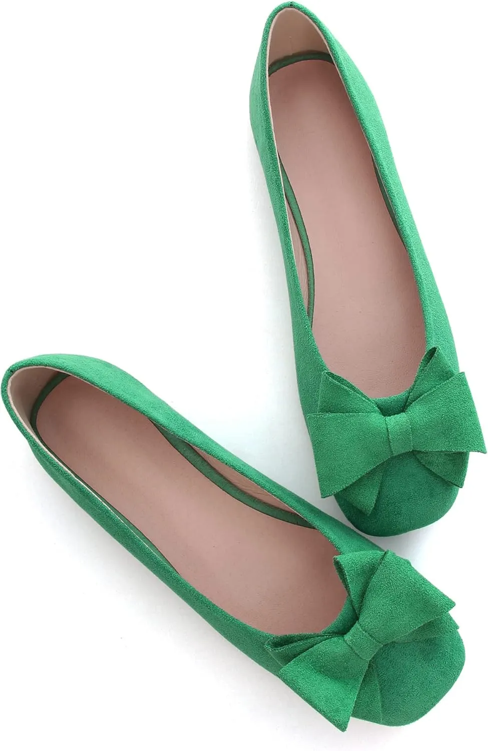 WENJIAZHIZHI Women's Square Toe Bowknot Ballet Flats Comfortable Slip-On Casual Loafers Walking Flat Dress Shoes