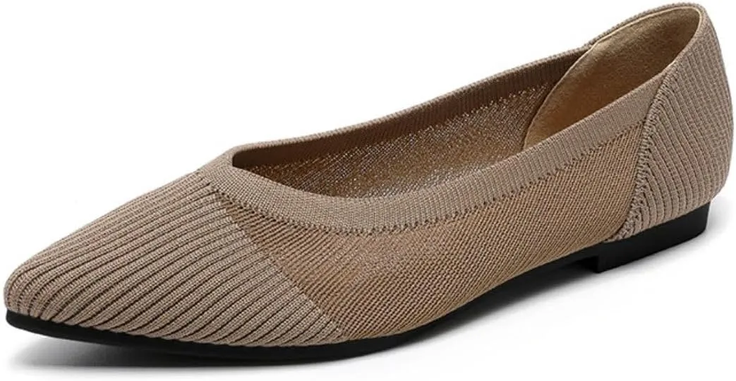 Women's Ballet Flat Shoes Casual Strap Knit Flats Pointed Toe Wedding Flats