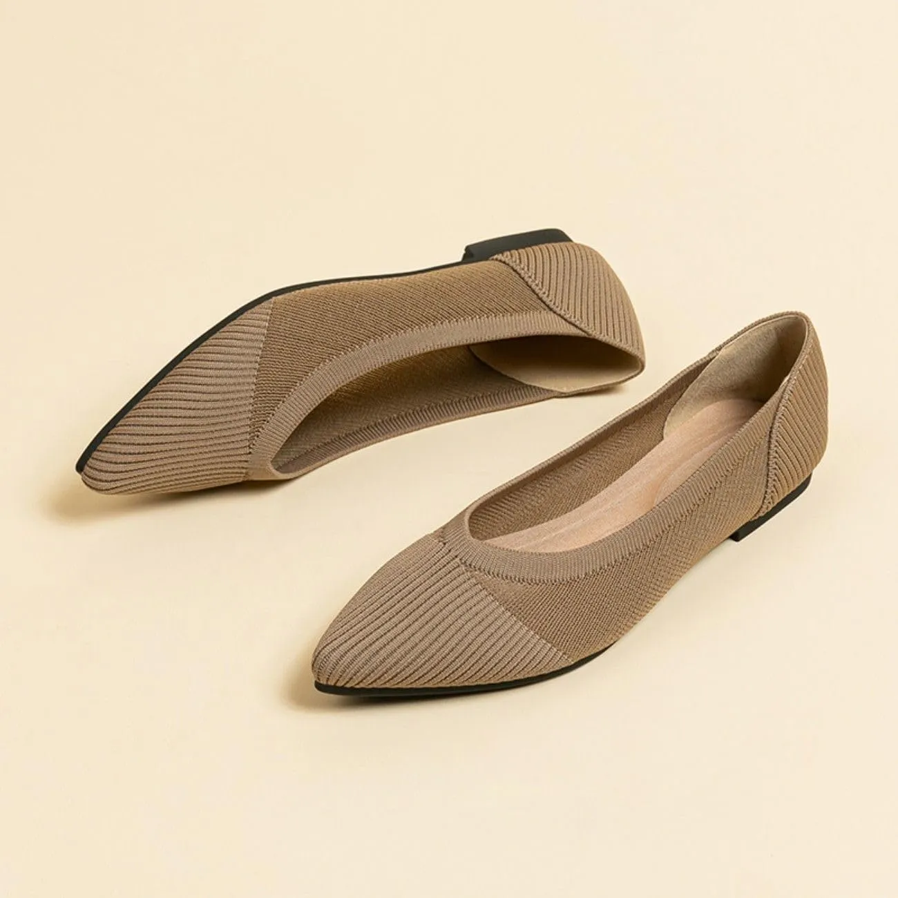 Women's Ballet Flat Shoes Casual Strap Knit Flats Pointed Toe Wedding Flats