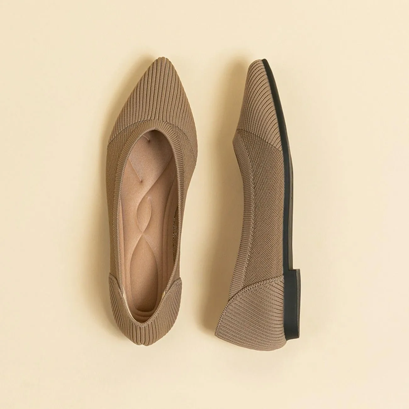 Women's Ballet Flat Shoes Casual Strap Knit Flats Pointed Toe Wedding Flats