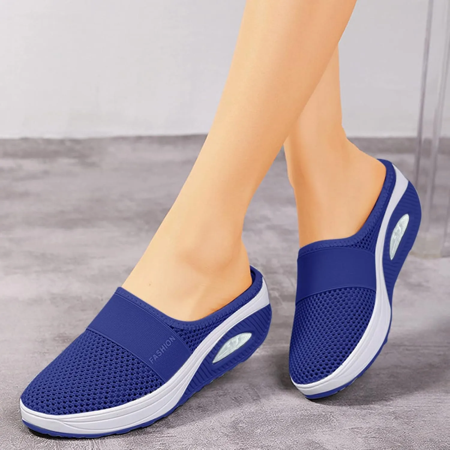 Women's Breathable Walking Mules Shoes - Lightweight Garden Clogs Casual Mesh Sneakers Open Back Slip-on House Shoes