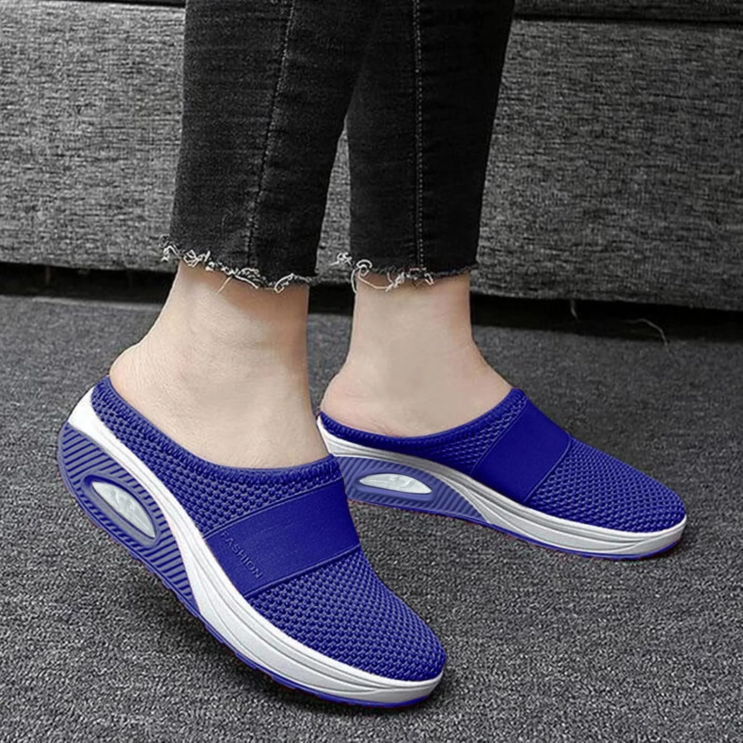 Women's Breathable Walking Mules Shoes - Lightweight Garden Clogs Casual Mesh Sneakers Open Back Slip-on House Shoes