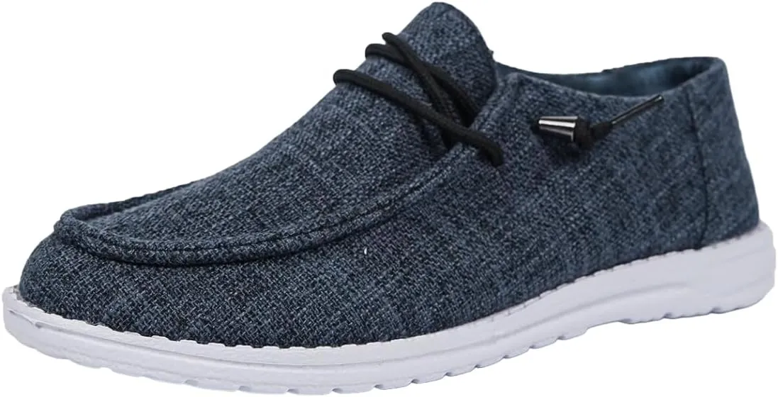 Women's Casual Slip On Walking Boat Shoes Comfortable Light Weight Sport Knit Casual Loafers Ultralight Sole Breathable Canvas Wide Deck Shoes