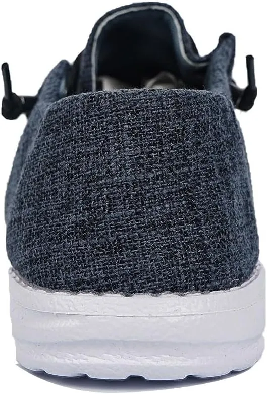 Women's Casual Slip On Walking Boat Shoes Comfortable Light Weight Sport Knit Casual Loafers Ultralight Sole Breathable Canvas Wide Deck Shoes