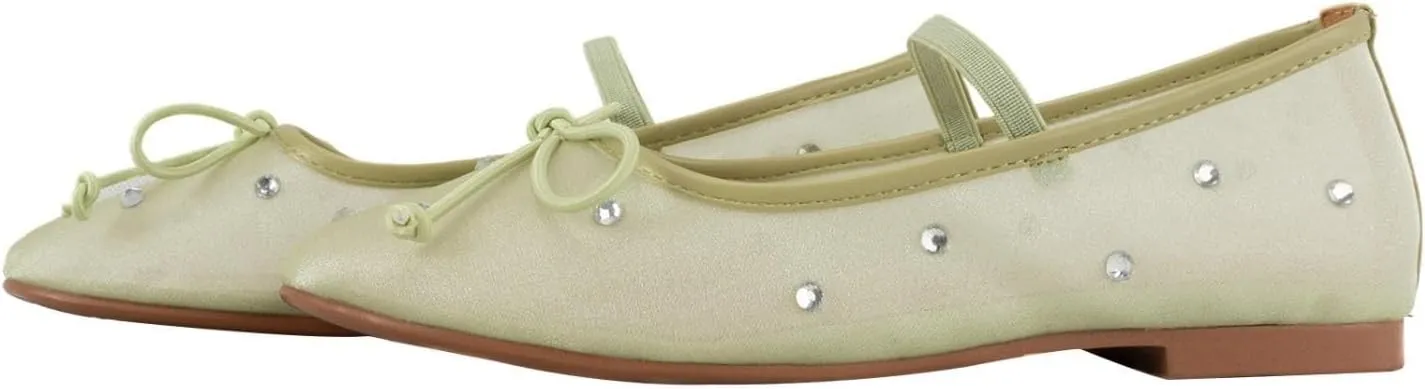 Women's Crystal Mesh Ballet Flats Shoes Round Toe Slip On Ballerina Flats for Women Rhinestone Flats Shoes Dressy Comfortable Casual Styles Mary Jane