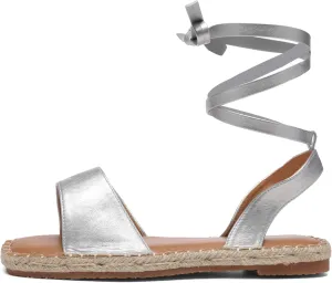 Women's Espadrille Gladiator Flat Sandals,Ladies Tie Up Summer Strappy Open Toe Memory Foam Leather Comfortable Trendy Dressy Casual Holiday Beach Vintage Roman Shoe