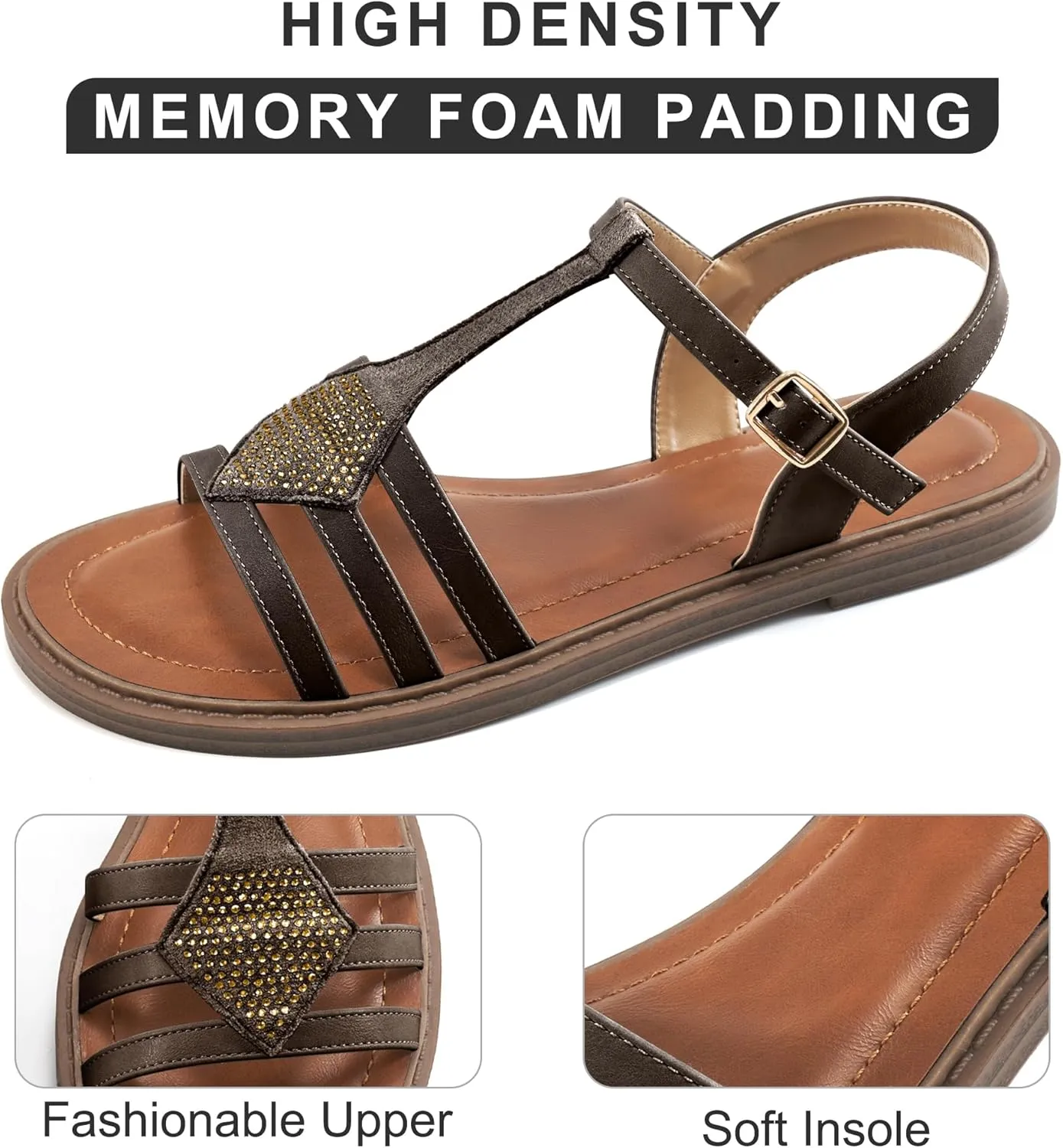 Womens Flat Sandals Dressy: Comfortable Casual Walking Sandals Women - Trendy Wedding Ladies Sandal