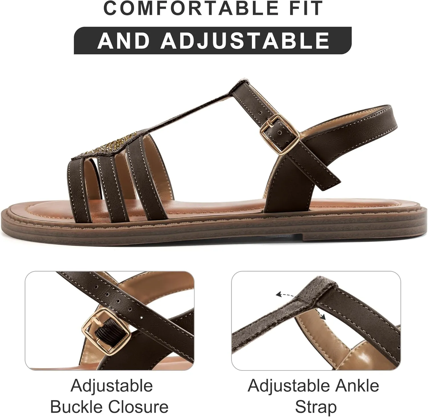 Womens Flat Sandals Dressy: Comfortable Casual Walking Sandals Women - Trendy Wedding Ladies Sandal