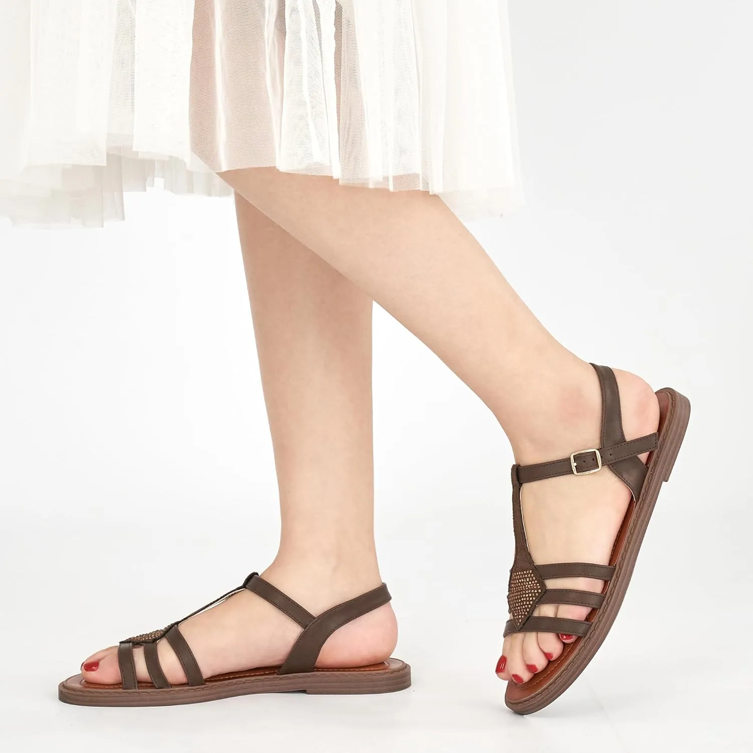 Womens Flat Sandals Dressy: Comfortable Casual Walking Sandals Women - Trendy Wedding Ladies Sandal