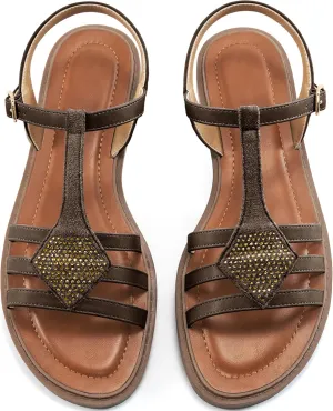 Womens Flat Sandals Dressy: Comfortable Casual Walking Sandals Women - Trendy Wedding Ladies Sandal