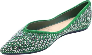 Women's Flats Comfortable Pointed Rhinestone Ballet Flats Soft Memory Foam Insole for Women Sparkle Elegant Dress Shoes