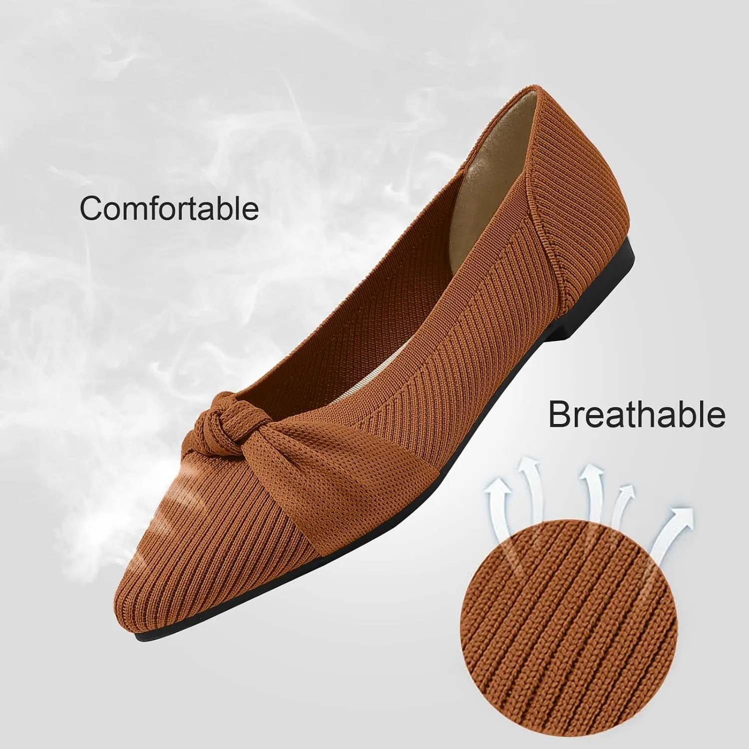 Women's Flats Shoes Comfortable Dressy Pointed Toe Knit Washable Ballet Flat