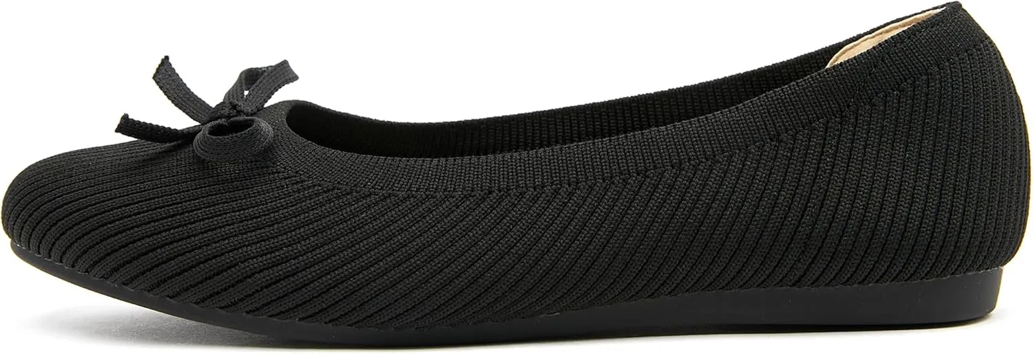 Women's Flats Shoes Knit Mesh Ballet Flats with Bow Comfortable Round Toe Washable Dressy Flat