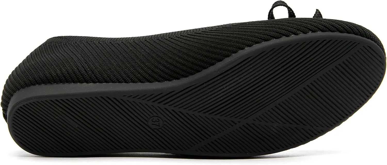 Women's Flats Shoes Knit Mesh Ballet Flats with Bow Comfortable Round Toe Washable Dressy Flat
