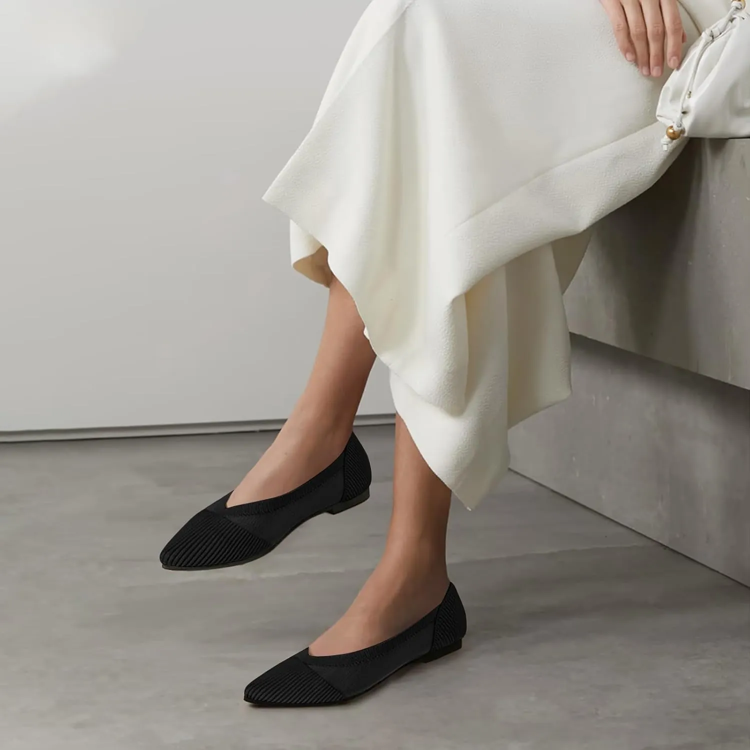 Women's Flats Shoes Pointed Toe Knit Ballet Comfortable Dressy Mesh Flat