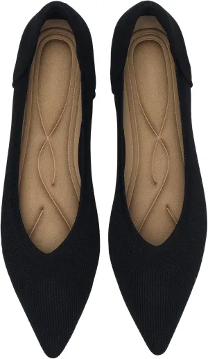 Women's Flats Shoes Pointed Toe Knit Ballet Comfortable Dressy Slip On Leopard Flat