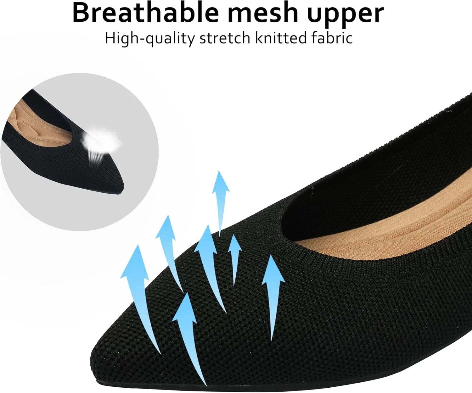 Women's Flats Shoes Pointed Toe Knit Ballet Comfortable Dressy Slip On Leopard Flat