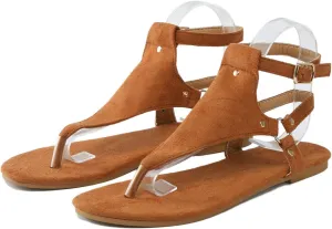 Women's Flip Flops Fashion Leather Suede Sandals Breathable Backless Walking Sandals Comfortable Summer Beach Walking Thong Cushion Sandal Ankle Strap Flats Fashion Open Toe Beach Shoes