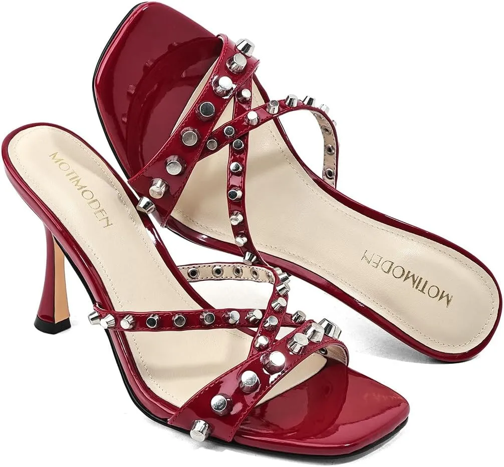 Womens Heels Square Toe Heeled Sandals for Women Low Kitten Heels Sandals Open Toe Slip on Mule for Party Wedding Dress Shoes