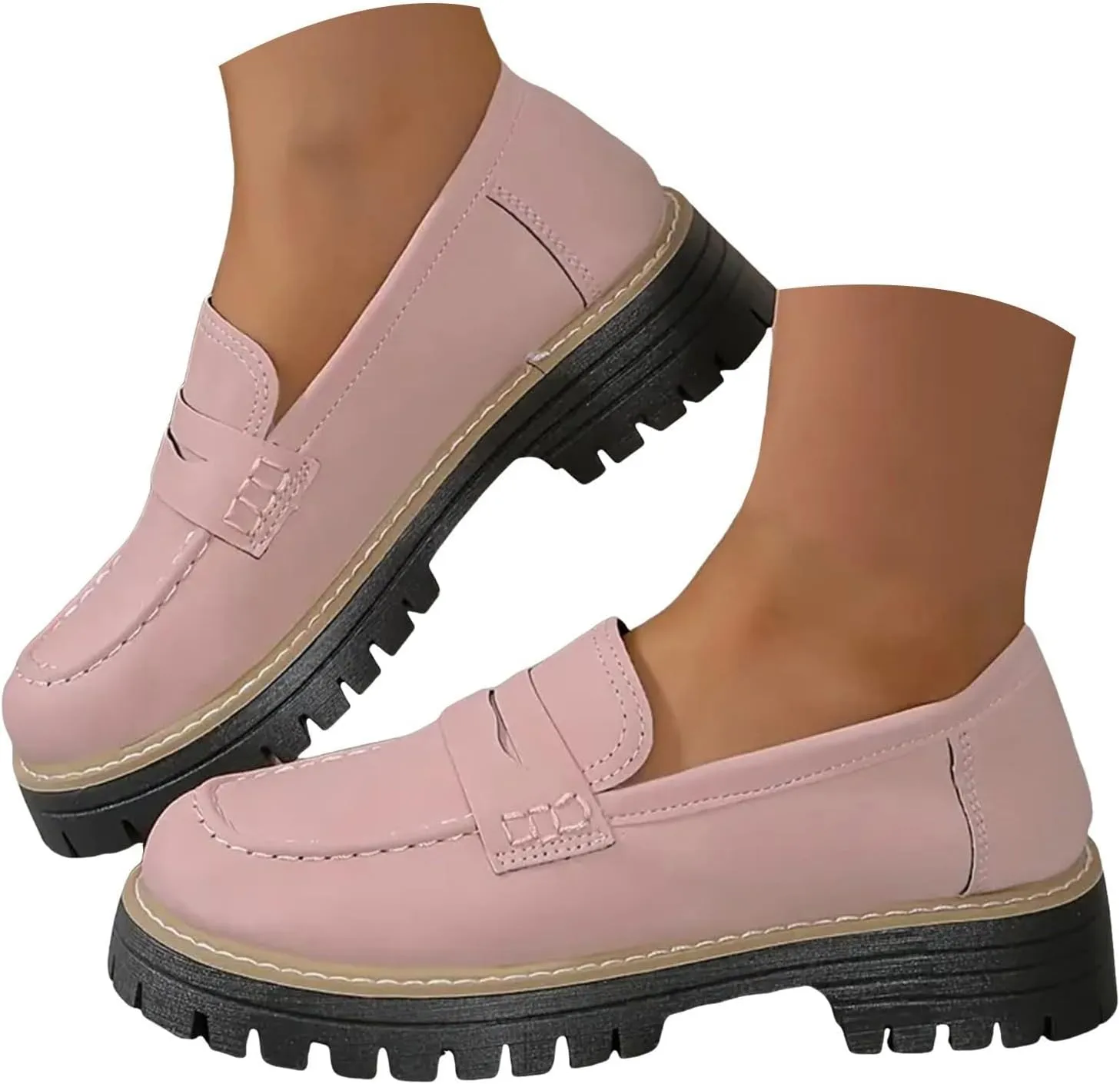 Womens Loafers Shoes Platform Chunky Penny Loafer Comfort Driving Moccasins Casual Slip-Ons Loafer Flats Fashion Business Work Shopping Travel Shoes