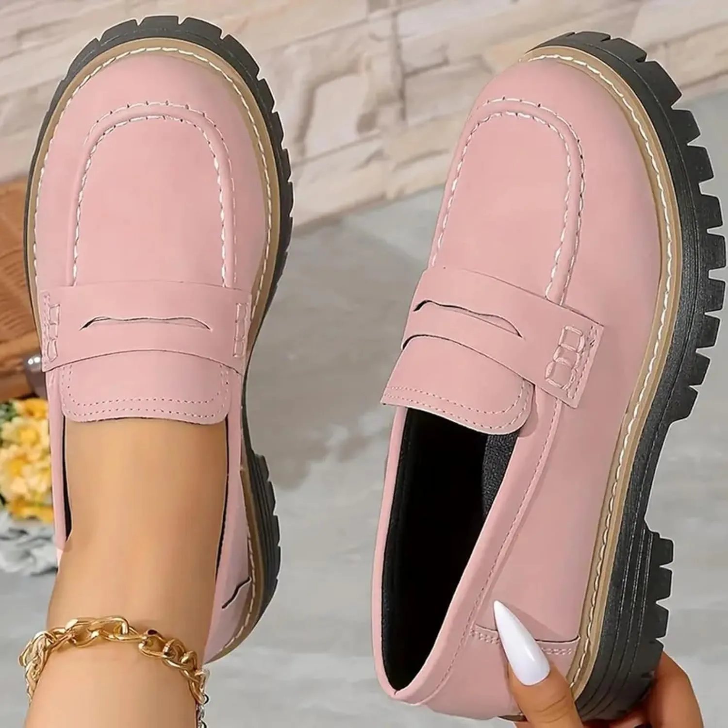 Womens Loafers Shoes Platform Chunky Penny Loafer Comfort Driving Moccasins Casual Slip-Ons Loafer Flats Fashion Business Work Shopping Travel Shoes