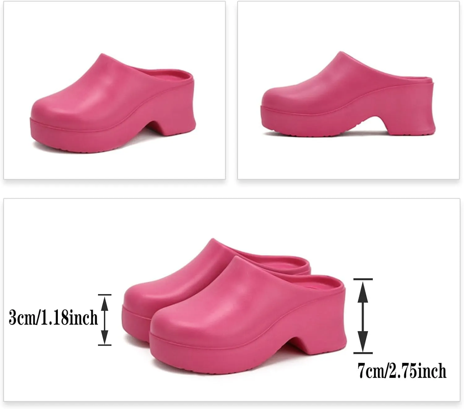 Womens Mules Closed Casual Outdoor Non Slip Sandals Slip On Clogs Block High Heel Backless Slippers with Arch Support