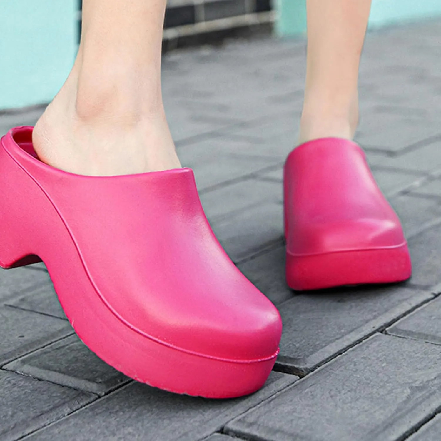 Womens Mules Closed Casual Outdoor Non Slip Sandals Slip On Clogs Block High Heel Backless Slippers with Arch Support