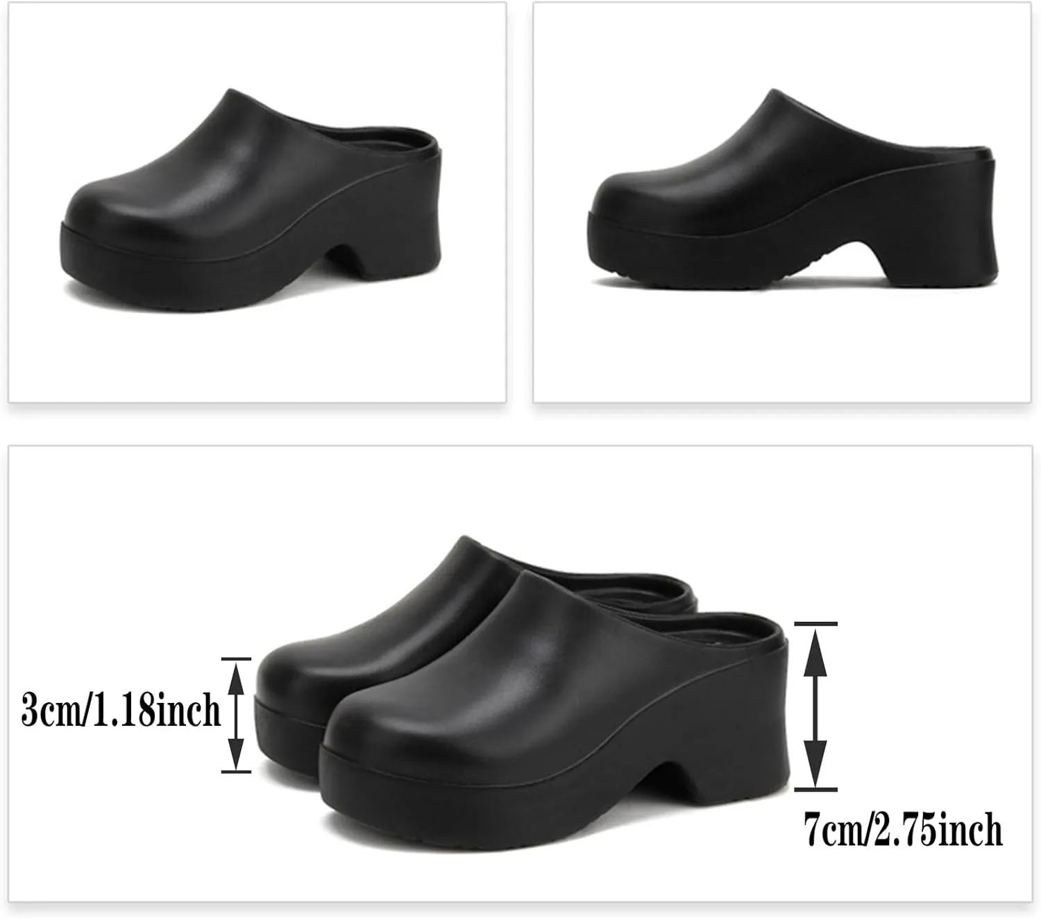 Womens Mules Closed Casual Outdoor Non Slip Sandals Slip On Clogs Block High Heel Backless Slippers with Arch Support