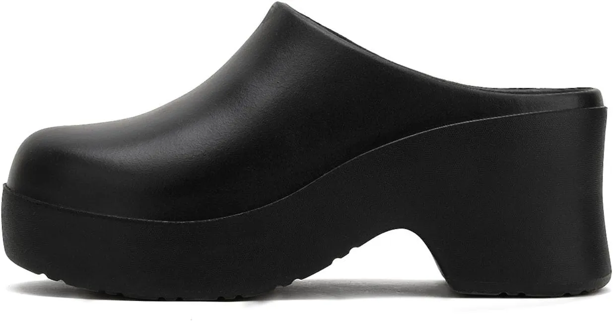 Womens Mules Closed Casual Outdoor Non Slip Sandals Slip On Clogs Block High Heel Backless Slippers with Arch Support