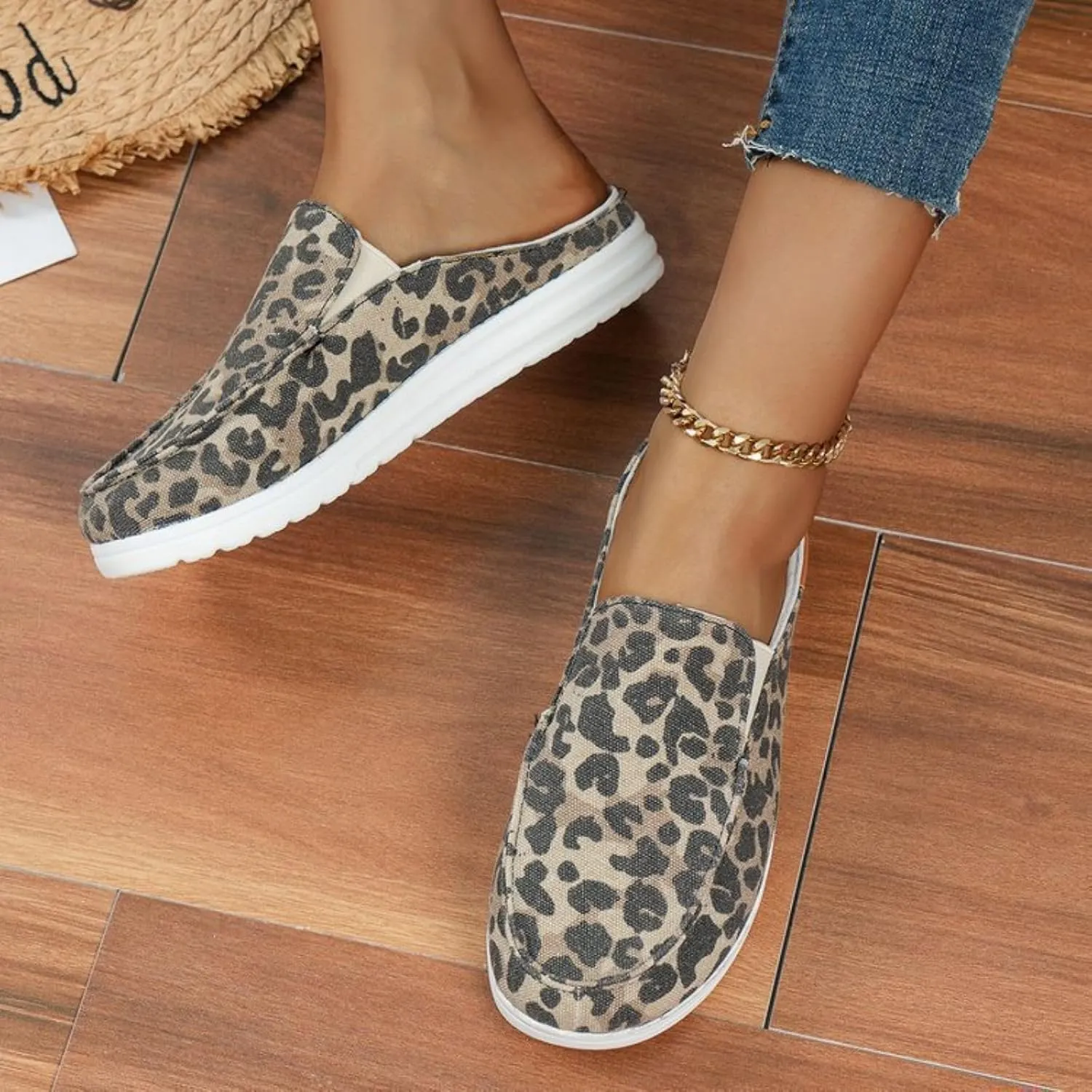 Womens Orthopedic Sandals for Nurses Lightweight Wide Width Sneakers Round Toe Flats Comfort Wear Shoes Casual Walking Shoes Open Back Loafers Canvas Slippers Non Slip Work Mule Flats Long Standing