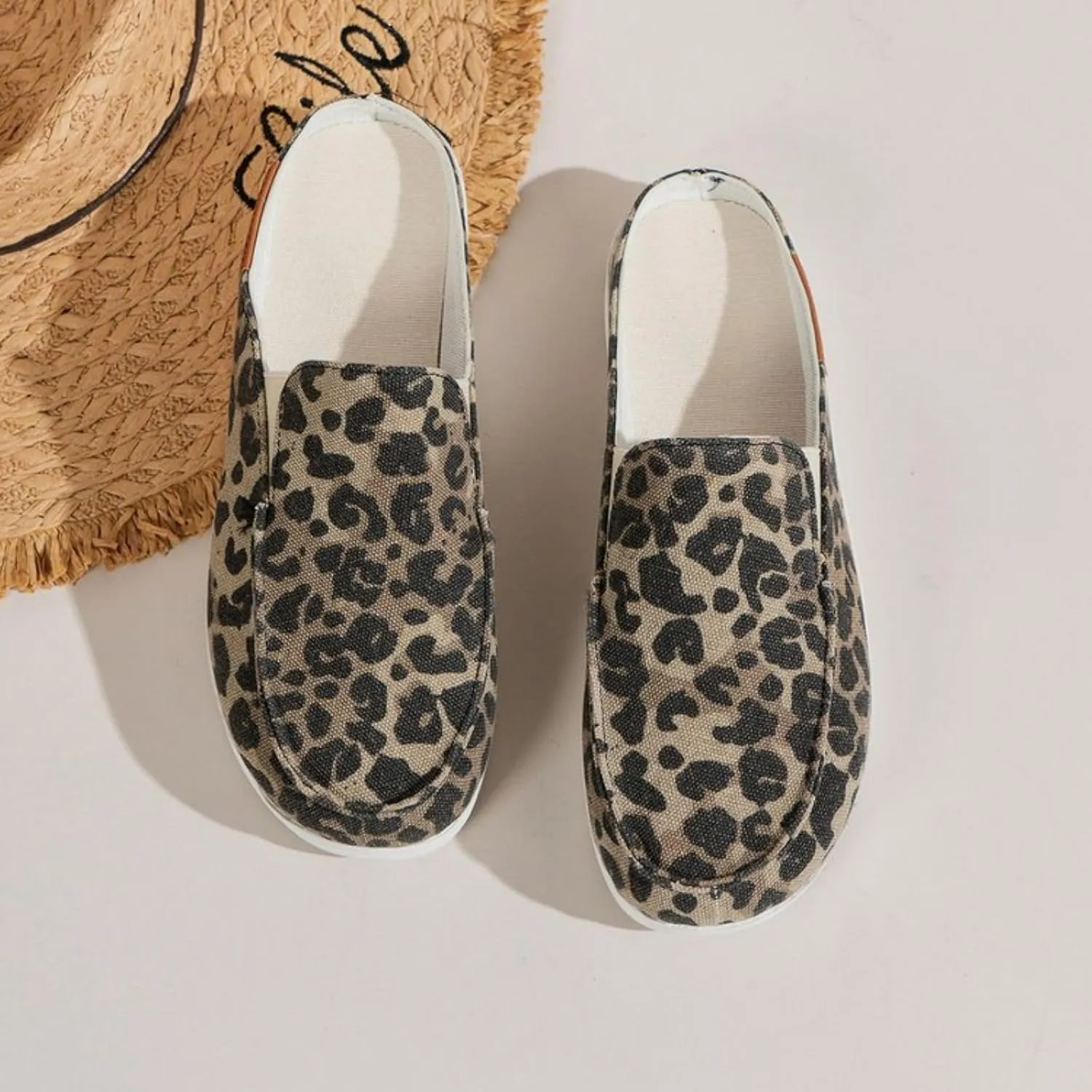 Womens Orthopedic Sandals for Nurses Lightweight Wide Width Sneakers Round Toe Flats Comfort Wear Shoes Casual Walking Shoes Open Back Loafers Canvas Slippers Non Slip Work Mule Flats Long Standing