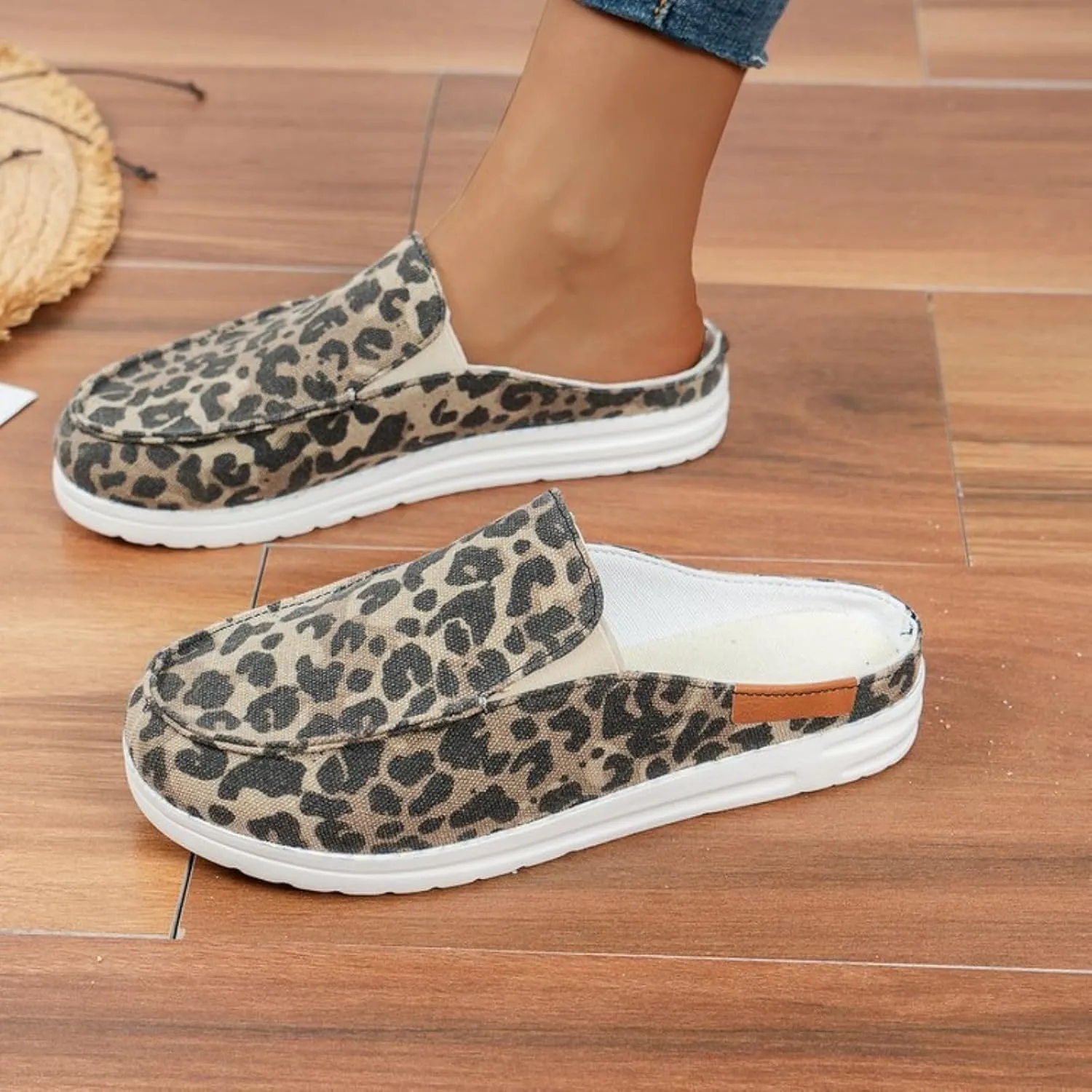 Womens Orthopedic Sandals for Nurses Lightweight Wide Width Sneakers Round Toe Flats Comfort Wear Shoes Casual Walking Shoes Open Back Loafers Canvas Slippers Non Slip Work Mule Flats Long Standing