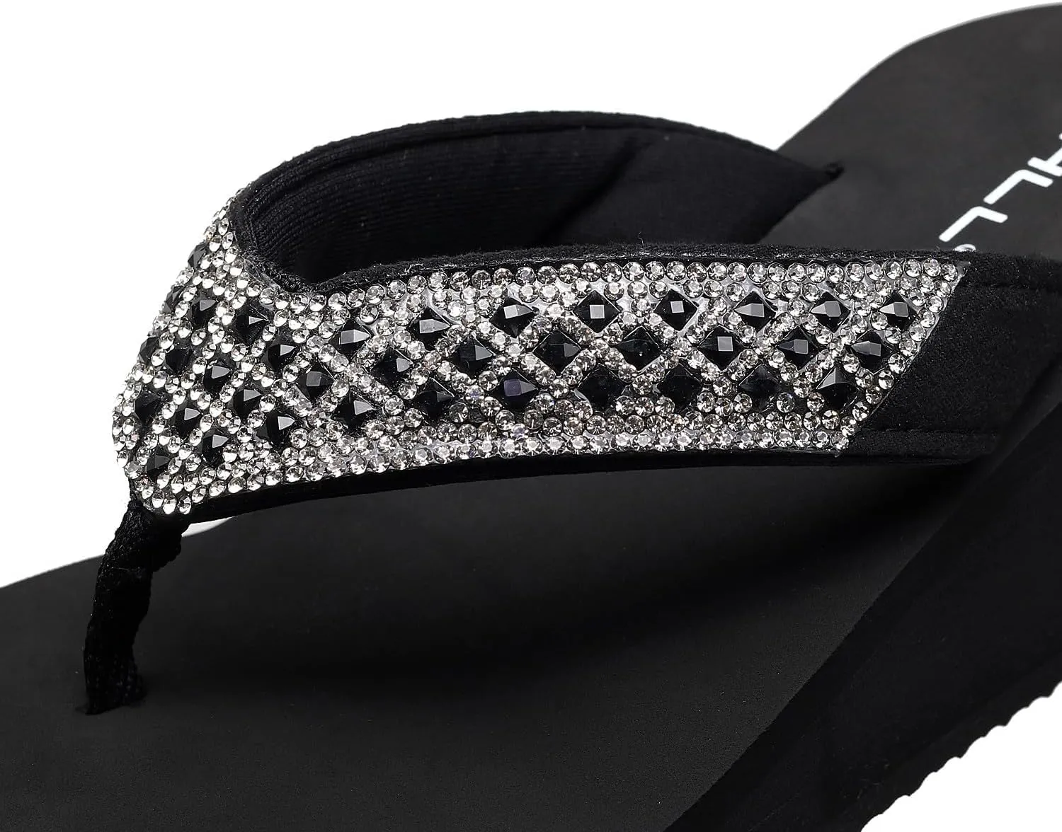 Womens Platform Flip Flops Rhinestone Wedge Sandal Soft Cushion Summer Beach Thong Sandals