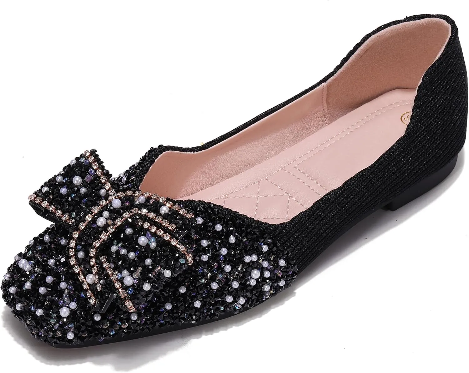 Women's Rhinestone Flats Pointed Toe Low Heel Wedding Shoes Comfortable Women Dress Shoes ﻿
