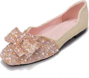 Women's Rhinestone Flats Pointed Toe Low Heel Wedding Shoes Comfortable Women Dress Shoes ﻿